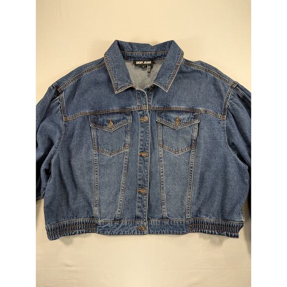 DKNY Jean Jacket Womens 2x Denim Cotton Classic Y2k Plus Cowboy Trucker Trendy - Picture 4 of 12